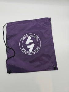 Athletic Alliance branded Drawstring Backpack Made from durable polyester, this custom drawstring backpack